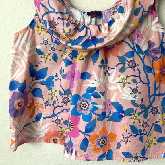 J. Crew Liberty of London Floral Print Scoop Neck Blouse Top l0608 - Picture 5 of 9